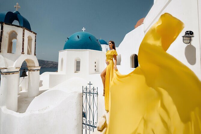 1-Hour Private Santorini Flying Dress Photoshoot - Imerovigli stop: quieter photo time and scenic corners