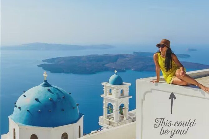 4 hrs PRIVATE island tour and photos, Oia and Blue domes - Firostefani’s Blue Dome Church and the Volcano Reasoning Behind the Color