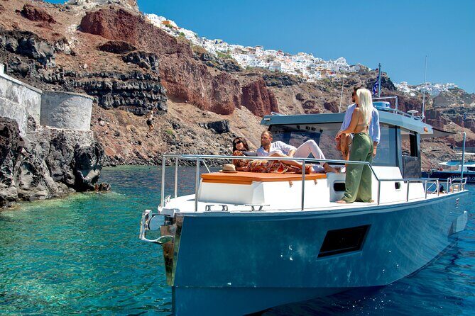 Diamond 36 Private Motor Yacht Caldera Cruise - Aspronissi: White Cliffs, Small Coves, and Close-Up Views