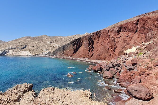 Exclusive Private Santorini Tour Fully Customizable Experience - Black sand at Perissa: the easy lunch-and-swim break
