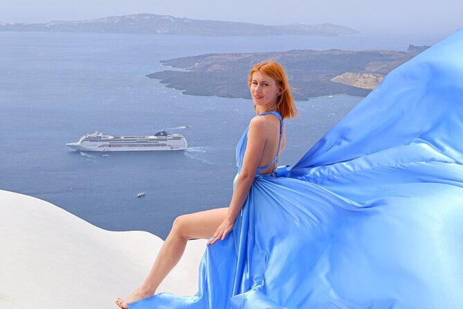 Flying Dress Photoshoot Experience in Santorini with pick up - Key highlights you’ll care about