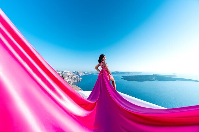 Flying Dress Photoshoot in Santorini by Flying Dress Photo © - The private fitting: when the dress arrives and gets adjusted