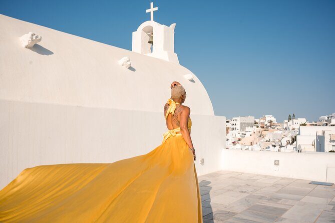 Flying Dress Private Photoshoot Santorini - Oia’s marble streets to the Blue Domes view: what the photo walk is actually like