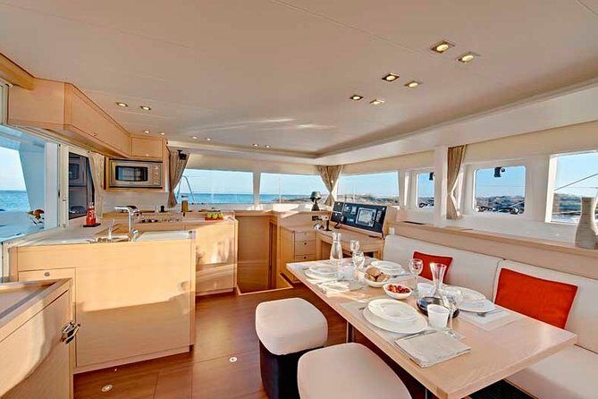 Island Hopping: Santorini Catamaran Charter Cruise with a skipper - Cabins, Baths, and Staying On Board Overnight