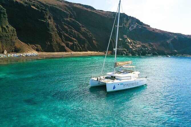 Island Hopping: Santorini Catamaran Charter Cruise with a skipper - Snorkeling, Dinghy Access, and Getting to the Waterline