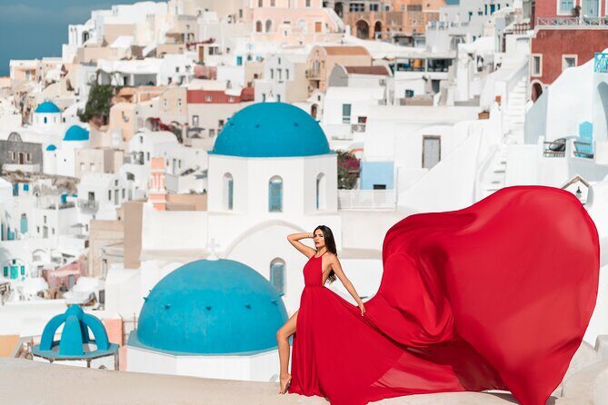 Private Flying Dress Photoshoot in Santorini - The Flying Dress: What’s Included (and What Costs More)