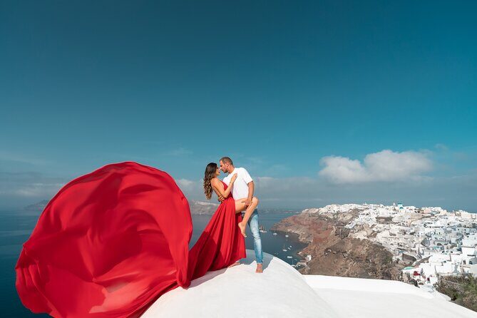 Private Flying Dress Photoshoot in Santorini - Imerovigli Stop: Rooftop Views and a More Relaxed Pace