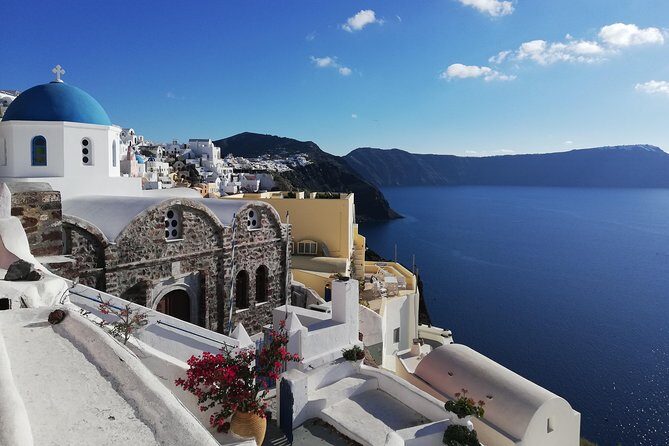 Private Santorini Sightseeing Tour – Customizable,Cruise Friendly - Stop 1: Three Bells of Fira for the iconic blue dome and caldera views