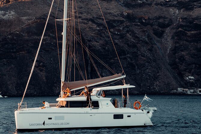 Romantic Sunset Catamaran Caldera Cruise incl. Meal & Drinks - A Catamaran Cruise That Actually Feels Personal in Santorini