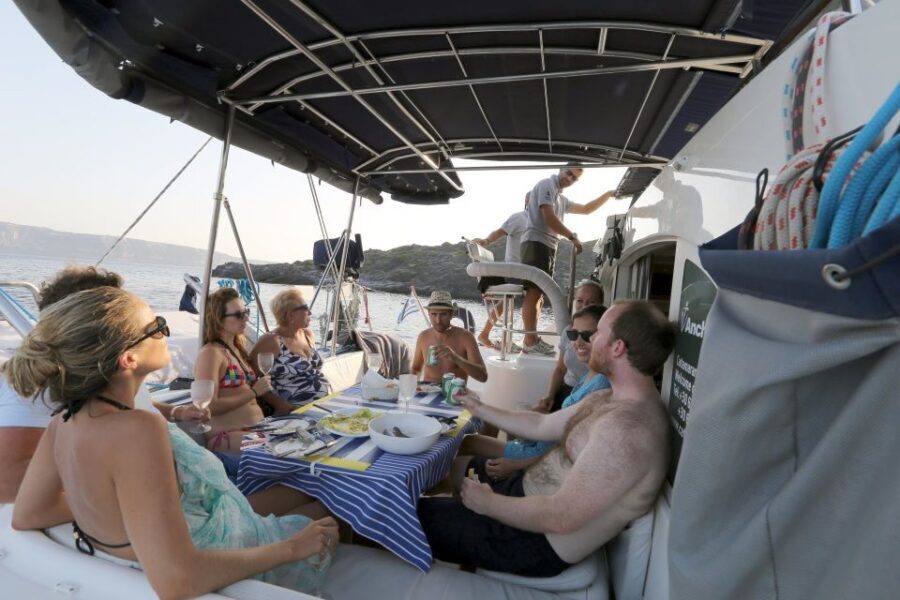 Santorini: 7-Hour Private Catamaran Cruise with Food & Drink - From Thera to the Sea: How Your Day Starts