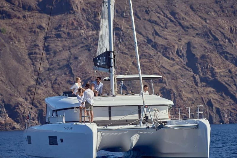 Santorini: Caldera Classic Catamaran Cruise w/ Meal & Drinks - The Greek BBQ Moment: Handmade Skewers and Unlimited Drinks