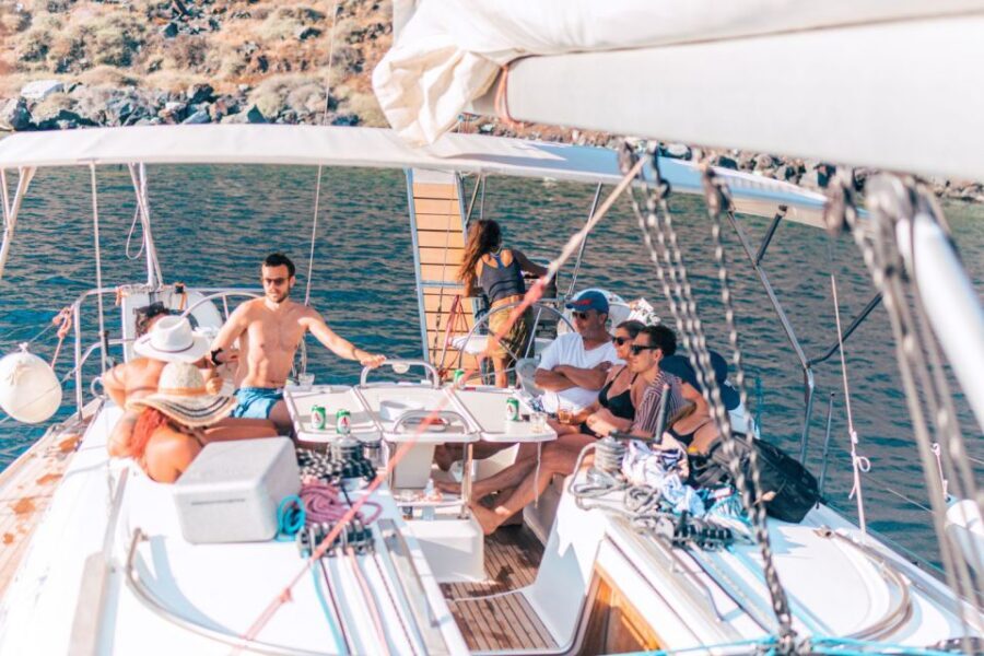 Santorini Caldera: Morning Sailing Cruise with Meal - Palea Kameni and Nea Kameni: Hot Springs Area Vibes