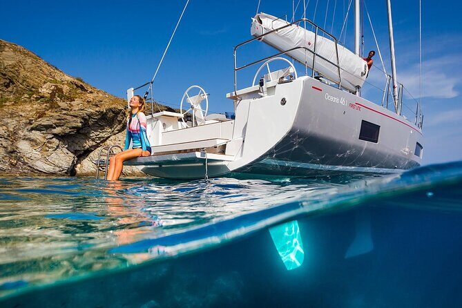 Santorini: Caldera Private Sailing Boat Cruise with Beneteau Oceanis 46.1 - Nea Kameni hot springs: the stop people talk about