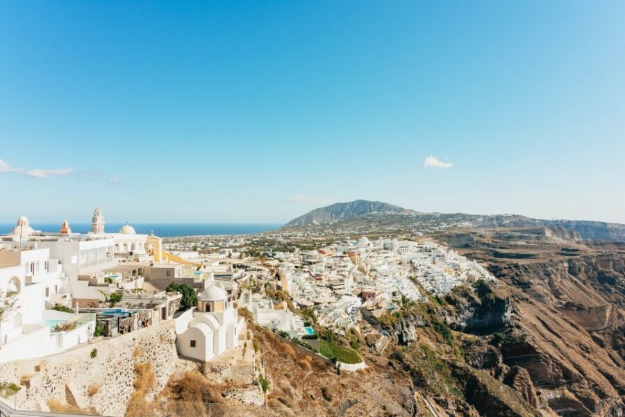 Santorini: Caldera Trail Guided Hike and Sunset Viewing - Prophet Elias chapels picnic: why the break is built right