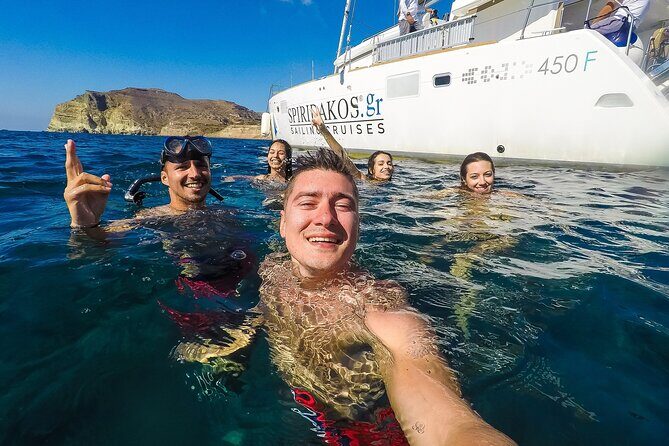 Santorini Classic Catamaran Cruise with BBQ, Drinks and Transfers - Mesa Pigadia Swim Stop: Where the Cruise Becomes a Sea Day