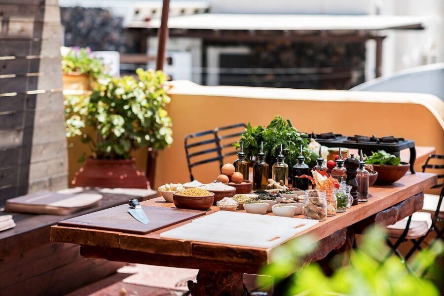 Santorini Cooking Class with Wine Tasting & Lunch - Winery tasting in Santorini: Art Space and Karamolegos-style stops