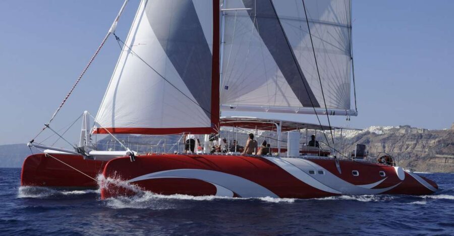 Santorini: Dream Catcher 5-hour Sailing Trip in the Caldera - From your pickup to Vlihada Marina: how the day starts