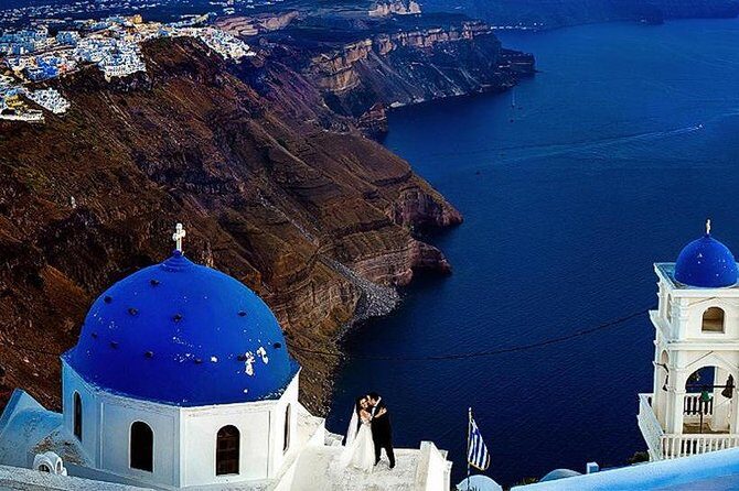 Santorini Fira-Oia-Firostefani 4 Hours - Stop 1: Three Bells of Fira for classic caldera angles