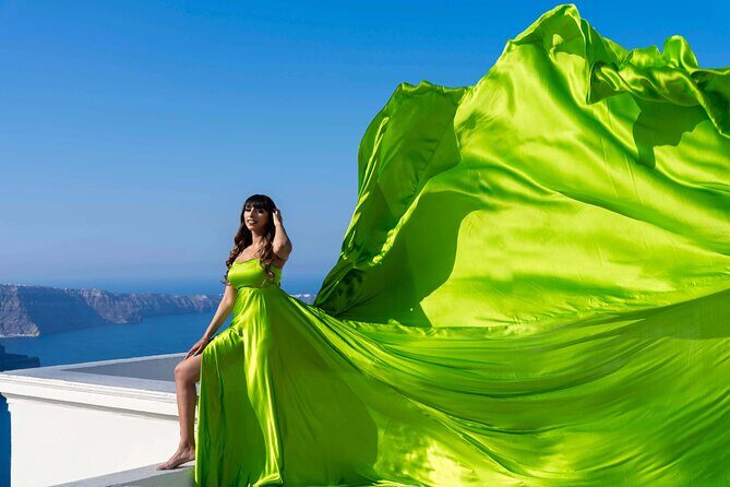 Santorini Flying Dress Experience - How the photographer actually guides you (so the photos look effortless)