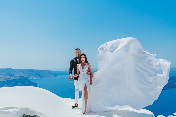 Santorini flying dress photo - The Flying Dress Setup: What You Get and What Costs Extra