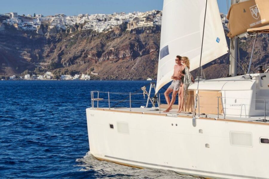 Santorini Gold Catamaran Cruise with Snorkel, BBQ & Open Bar - Key highlights worth booking