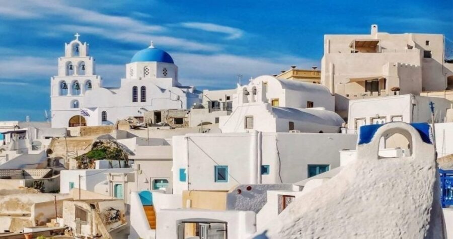 Santorini: Guided Island Day Trip with Beach Visit - Fira on the caldera edge: photos, food, and walking time