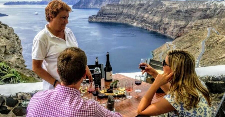 Santorini: Guided Tour to 3 Wineries with Wine Tastings - Estate Argyros: scenic views plus a classic Santorini estate vibe