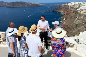 Santorini: Half-Day Island Sightseeing Tour - Firostefani and the Three Bells viewpoint: a fast caldera overview