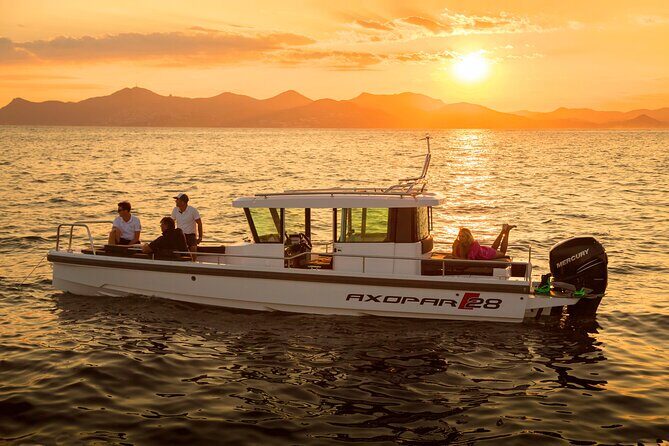 Santorini Half Day MotorCruiser Private Cruise incl. Meal,Drinks &Free Transport - A Private Axopar Motorboat for a Quick Santorini Hit