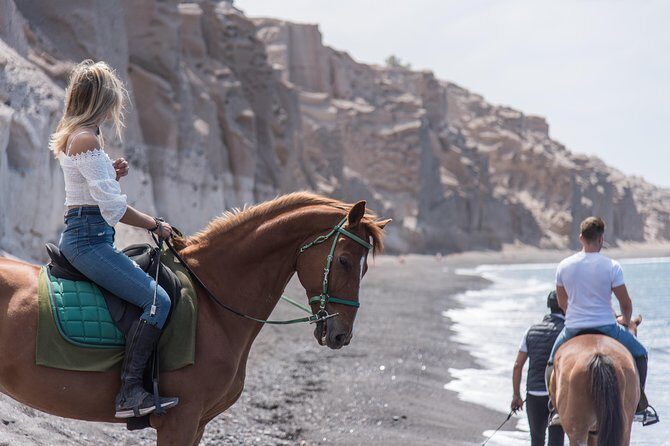 Santorini Horse Riding to Black Sandy Beach - Guide-led photo magic: instant sharing from your own device