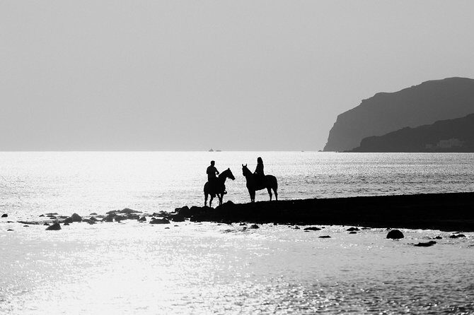 Santorini: Horse Riding to the Black Sandy Beach (Eros beach) - Eros Beach: Black Sand, Rock Cliffs, and a Real Photo Scene