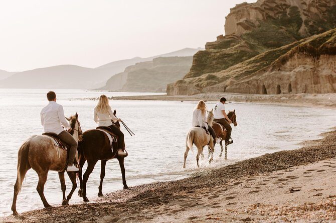 Santorini: Horse Riding to the Black Sandy Beach (Eros beach) - Pace Options: Walk, Trot, and the Running Moment