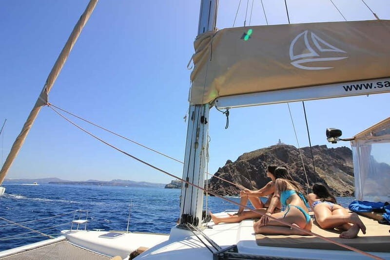 Santorini: Luxury Catamaran Cruise with Lunch, BBQ & Drinks - Food and Drinks: Greek Buffet + BBQ on a Comfortable Boat