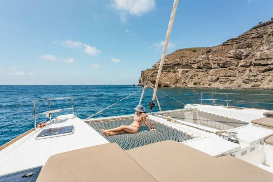Santorini: Luxury Catamaran Day Trip with Meal and Open Bar - A luxury catamaran day that actually feels like a day