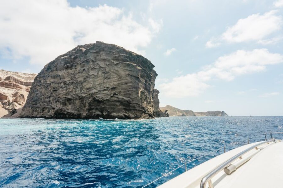 Santorini: Luxury Catamaran Day Trip with Meal and Open Bar - White Beach sea caves and snorkeling that’s more about the moment