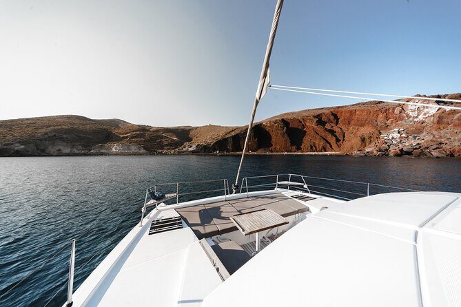 Santorini Luxury Catamaran Private Cruise - Mesa Pigadia: the optional swim that breaks up the sailing