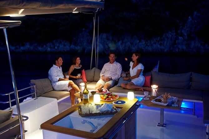Santorini Luxury Catamaran Sunset Cruise with BBQ, Drink and Transfer - White Beach BBQ stop: where the lunch turns the day into a real meal