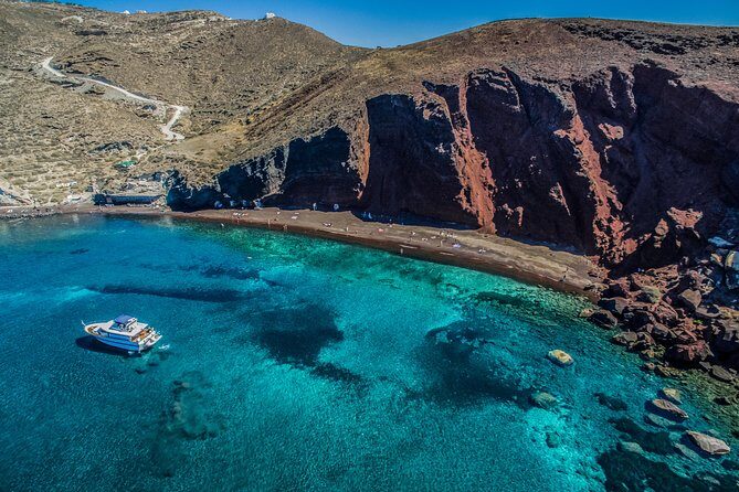 Santorini: Motor Yacht Day Cruise with 5-Course Lunch - From Vlihada Out Past Red/White Beaches and the Akrotiri Lighthouse