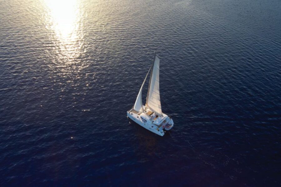 Santorini: Platinum Catamaran Cruise w/ BBQ Meal & Open Bar - Thirasia Island: the real payoff for swimming and BBQ on board