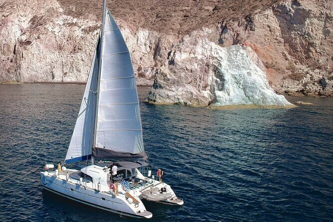 Santorini: Private All-In Catamaran Cruise (Food&Drinks) - Mesa Pigadia snorkeling plus lunch cooking onboard