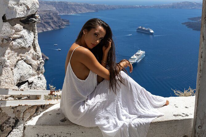 Santorini Private Casual Photoshoot in Oia and Imerovigli - Stop 2: Anastasis Church for Classic Santorini Portrait Angles