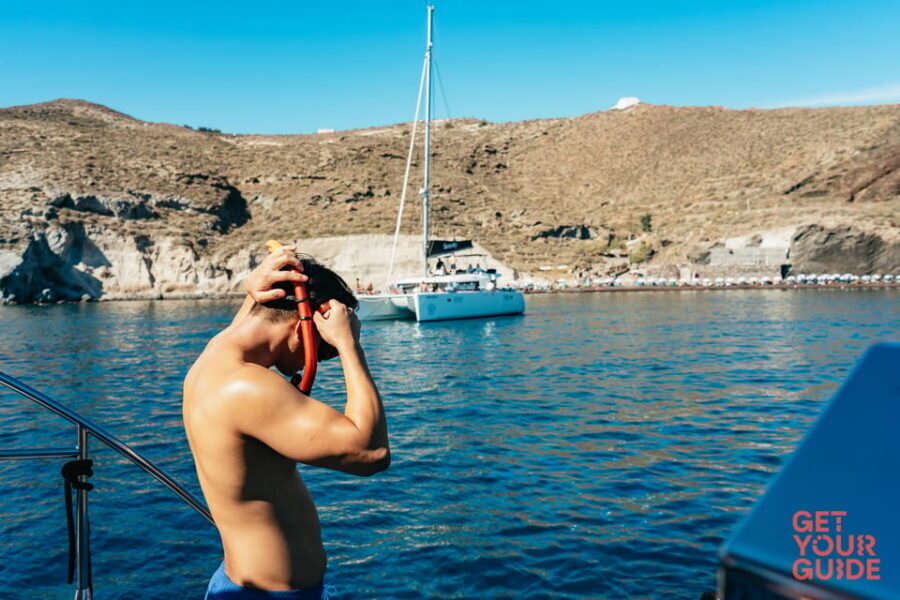 Santorini: Private Catamaran Tour with BBQ Meal and Drinks - Akrotíri pass-by: seeing Santorini’s edges without the crowds