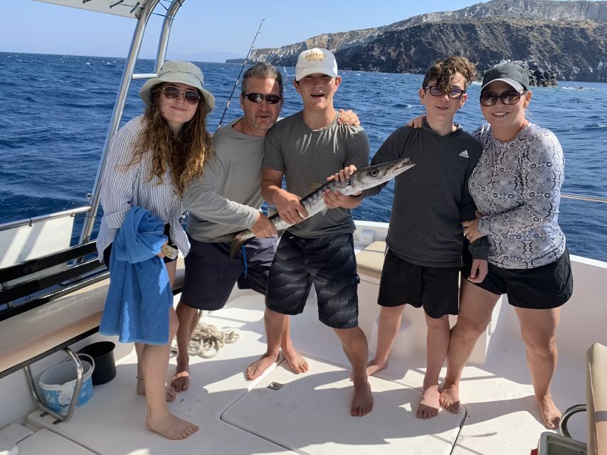 Santorini Private Cruise boat fishing tour - BBQ, Snorkeling - Secluded beach time and snorkeling equipment you can actually use