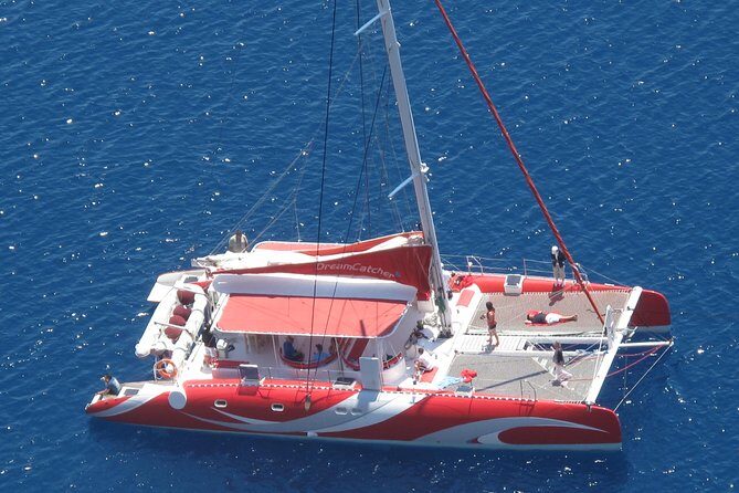 Santorini Sailing Dream Catcher with BBQ Lunch and Drinks - Nea Kameni hot springs soak: warm water on the volcanic island