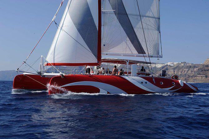 Santorini Sailing Dream Catcher with BBQ Lunch and Drinks - The cruise route: lighthouse and Indian Head from sea level