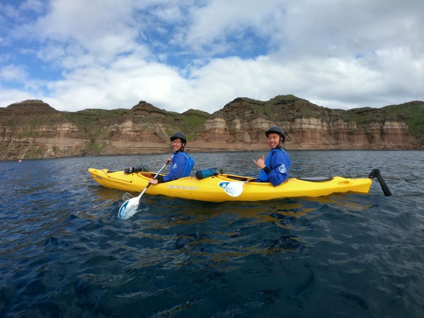 Santorini: Sea Caves Kayak Trip with Snorkeling and Picnic - Black Mountain sea caves + snorkeling: the swim stop is the heart of the day