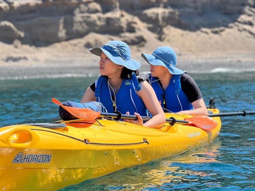 Santorini: Sea Caves Kayak Trip with Snorkeling and Picnic - The beach picnic (1.5 hours): local organic food that resets your energy