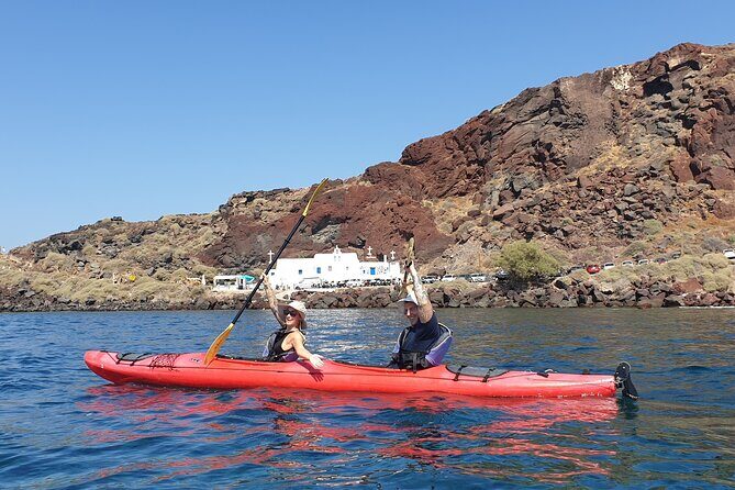 Santorini Sea Kayak - South Discovery, Small Group incl. Sea Caves and picnic - Start at Akrotiri: finding the Cave of Nicolas base