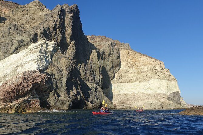 Santorini Sea Kayak - South Discovery, Small Group incl. Sea Caves and picnic - Sunset timing: when evening tours change the whole mood