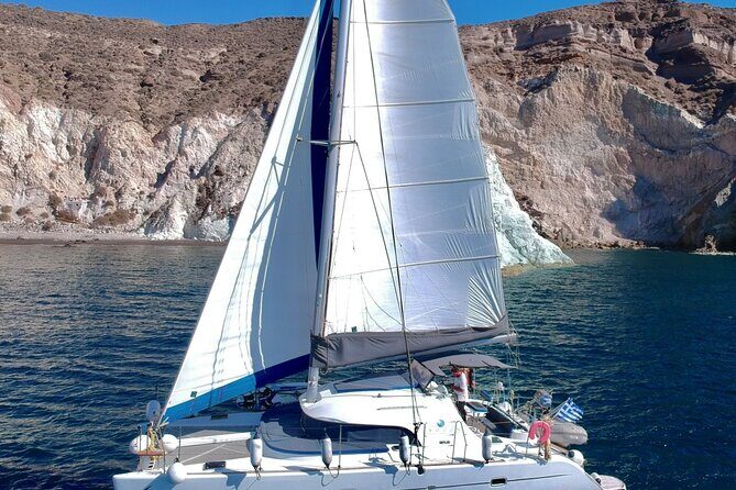 Santorini Sunset:Private All-In Catamaran Cruise (Food&Drinks) - Sailing past the Indian Rocks and lighthouse formations